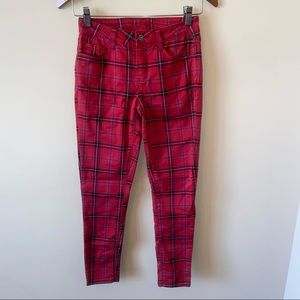 Arizona Jean Co Red Plaid Skinny Jeans
